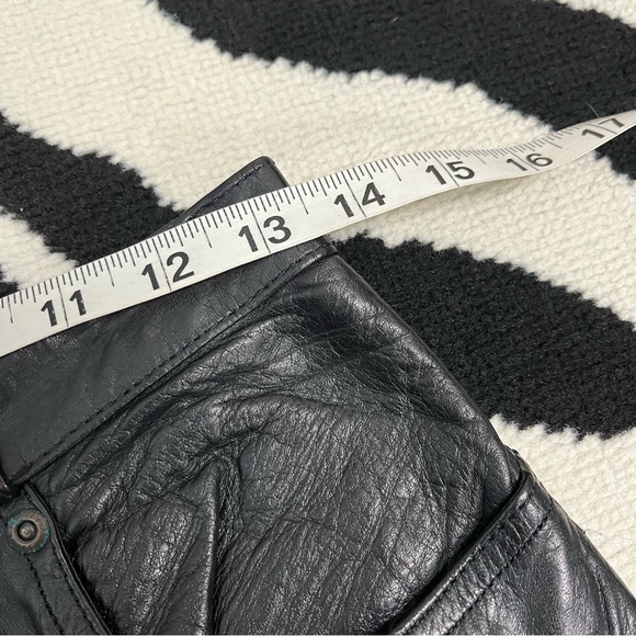Vintage Black Leather High Waisted Straight Leg  Pants Size Medium - Picture 7 of 12